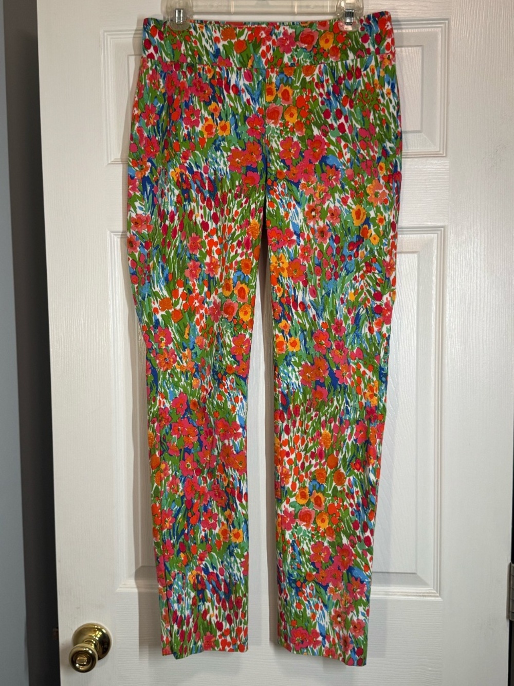 J. McLaughlin Floral Print Stretch Pants Size 8 Colorful Garden Resort Preppy